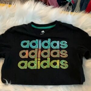 Adidas Black and Green Short Sleeve Tees